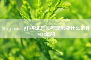 黔西中控证怎么考取需要什么条件2024年的